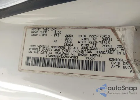 1999 Toyota Tacoma Prerunner from USA, damaged, VIN 4TASM92N5XZ524983